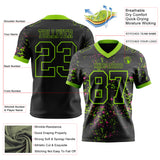 Custom Black Neon Green-Pink Authentic Abstract Shattered Paint Splatter Football Jersey