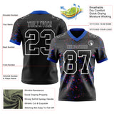 Custom Black Thunder Blue Pink-White Authentic Abstract Shattered Paint Splatter Football Jersey