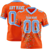 Custom Orange Light Blue Grass Green-White Authentic Abstract Shattered Paint Splatter Football Jersey