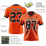 Custom Orange Black Old Gold-White Authentic Abstract Shattered Paint Splatter Football Jersey