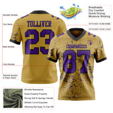 Custom Old Gold Purple-Black Authentic Abstract Shattered Paint Splatter Football Jersey