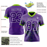 Custom Purple Neon Green Teal-White Authentic Abstract Shattered Paint Splatter Football Jersey