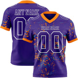 Custom Purple Bay Orange Teal-White Authentic Abstract Shattered Paint Splatter Football Jersey