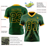 Custom Green-Gold Authentic Abstract Shattered Paint Splatter Football Jersey