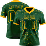 Custom Green-Gold Authentic Abstract Shattered Paint Splatter Football Jersey