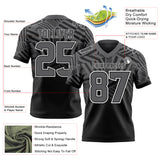 Custom Steel Gray Black-White Authentic Abstract Geometric Lines Gradient Football Jersey