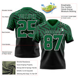 Custom Kelly Green Black-White Authentic Abstract Geometric Lines Gradient Football Jersey