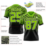 Custom Neon Green Black-White Authentic Abstract Geometric Lines Gradient Football Jersey