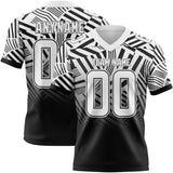 Custom White-Black Authentic Abstract Geometric Lines Gradient Football Jersey
