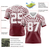 Custom White-Burgundy Authentic Abstract Geometric Lines Gradient Football Jersey