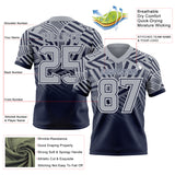 Custom Gray Navy-White Authentic Abstract Geometric Lines Gradient Football Jersey
