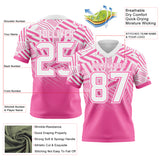 Custom White-Pink Authentic Abstract Geometric Lines Gradient Football Jersey