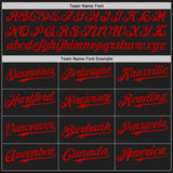Custom Black Neon Green-Red Raglan Line Gradient Stripe Authentic Baseball Jersey
