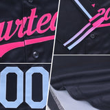 Custom Black Yellow-Pink Raglan Line Gradient Stripe Authentic Baseball Jersey