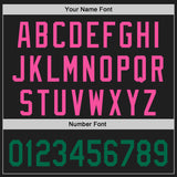 Custom Black Kelly Green-Pink Raglan Line Gradient Stripe Authentic Baseball Jersey