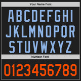 Custom Black Orange-Light Blue Raglan Line Gradient Stripe Authentic Baseball Jersey