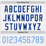 Custom White Light Blue-Royal Raglan Line Gradient Stripe Authentic Baseball Jersey