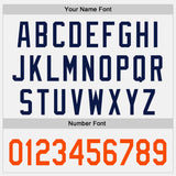 Custom White Orange-Navy Raglan Line Gradient Stripe Authentic Baseball Jersey