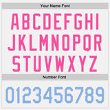 Custom White Light Blue-Pink Raglan Line Gradient Stripe Authentic Baseball Jersey