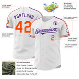 Custom White Orange-Purple Raglan Line Gradient Stripe Authentic Baseball Jersey