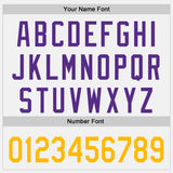 Custom White Gold-Purple Raglan Line Gradient Stripe Authentic Baseball Jersey