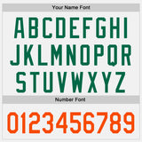 Custom White Orange-Kelly Green Raglan Line Gradient Stripe Authentic Baseball Jersey