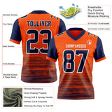 Custom Orange Navy-White Authentic Fluid Scratch Waves Football Jersey