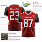 Custom Red White Black-Gray Authentic Fluid Scratch Waves Football Jersey