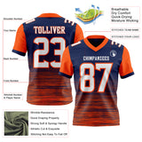 Custom Navy White-Orange Authentic Fluid Scratch Waves Football Jersey