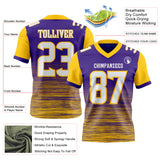 Custom Purple White-Yellow Authentic Fluid Scratch Waves Football Jersey