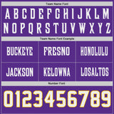Custom Purple White-Yellow Authentic Fluid Scratch Waves Football Jersey