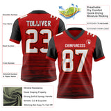 Custom Red White Black-Orange Authentic Fluid Scratch Waves Football Jersey