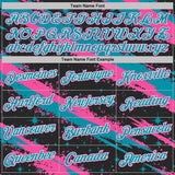Custom Black Teal Pink-White Brush Stroke Splatter Starburst Performance T-Shirt