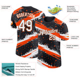 Custom Black White-Orange Brush Stroke Splatter Starburst Performance T-Shirt