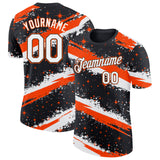 Custom Black White-Orange Brush Stroke Splatter Starburst Performance T-Shirt
