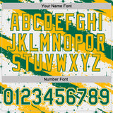 Custom White Kelly Green-Gold Brush Stroke Splatter Starburst Performance T-Shirt