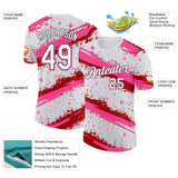 Custom White Pink Red-Black Brush Stroke Splatter Starburst Performance T-Shirt