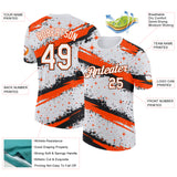 Custom White Orange-Black Brush Stroke Splatter Starburst Performance T-Shirt