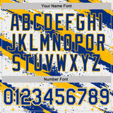 Custom White Royal-Gold Brush Stroke Splatter Starburst Performance T-Shirt