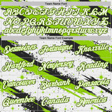 Custom White Neon Green-Black Brush Stroke Splatter Starburst Performance T-Shirt