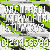 Custom White Neon Green-Black Brush Stroke Splatter Starburst Performance T-Shirt