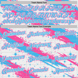 Custom White Sky Blue-Pink Brush Stroke Splatter Starburst Performance T-Shirt