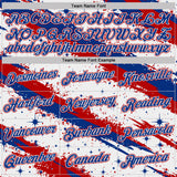 Custom White Royal-Red Brush Stroke Splatter Starburst Performance T-Shirt