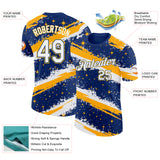 Custom Royal White-Gold Brush Stroke Splatter Starburst Performance T-Shirt