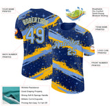 Custom Royal Light Blue-Yellow Brush Stroke Splatter Starburst Performance T-Shirt
