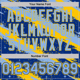 Custom Royal Light Blue-Yellow Brush Stroke Splatter Starburst Performance T-Shirt