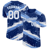 Custom Royal White-Light Blue Brush Stroke Splatter Starburst Performance T-Shirt