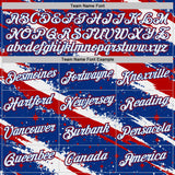 Custom Royal White-Red Brush Stroke Splatter Starburst Performance T-Shirt