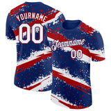 Custom Royal White-Red Brush Stroke Splatter Starburst Performance T-Shirt