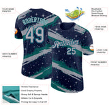 Custom Navy Gray-Teal Brush Stroke Splatter Starburst Performance T-Shirt